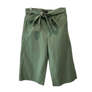J.Crew Rory Wide Leg Crop Pants Green Tie Waist Minimalist Coastal Chic Size 4